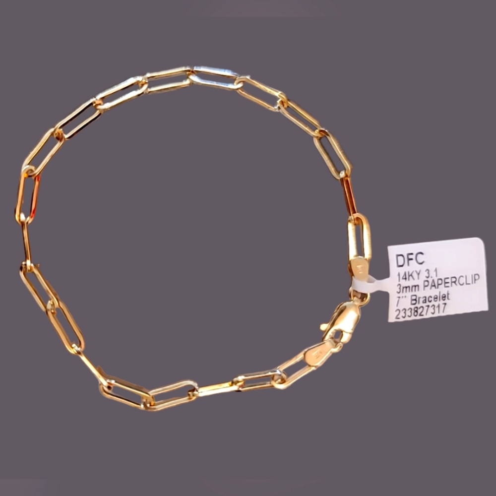 14K Solid Yellow Gold Paperclip bracelet